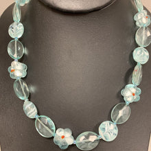 Load image into Gallery viewer, Baby Blue Art Glass Flower Beaded Necklace (17&quot;)
