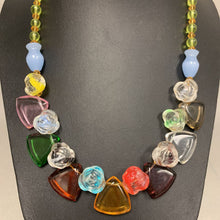 Load image into Gallery viewer, Rainbow Art Glass Rose Beaded Necklace (18&quot;)
