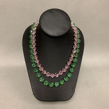 Load image into Gallery viewer, Pink &amp; Green Faceted Glass Bead Layered Necklace (18&quot;)
