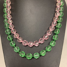 Load image into Gallery viewer, Pink &amp; Green Faceted Glass Bead Layered Necklace (18&quot;)
