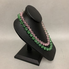 Load image into Gallery viewer, Pink &amp; Green Faceted Glass Bead Layered Necklace (18&quot;)
