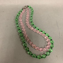 Load image into Gallery viewer, Pink &amp; Green Faceted Glass Bead Layered Necklace (18&quot;)
