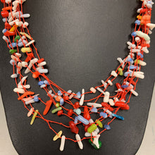 Load image into Gallery viewer, Rainbow Dyed Coral Layered Thread Necklace (24&quot;)
