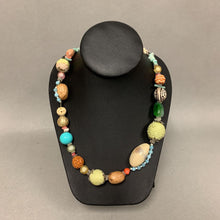 Load image into Gallery viewer, Mixed Media Stone Nut Textile &amp; Resin Beaded Necklace (22&quot;)
