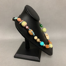 Load image into Gallery viewer, Mixed Media Stone Nut Textile &amp; Resin Beaded Necklace (22&quot;)
