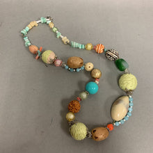 Load image into Gallery viewer, Mixed Media Stone Nut Textile &amp; Resin Beaded Necklace (22&quot;)
