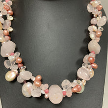 Load image into Gallery viewer, Rose Quartz Dyed Freshwater Pearl Necklace (20&quot;)
