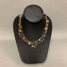 Load image into Gallery viewer, Multi-Gemstone Beads &amp; Pearls on Layered Gold Thread Necklace (18&quot;)
