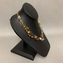 Load image into Gallery viewer, Multi-Gemstone Beads &amp; Pearls on Layered Gold Thread Necklace (18&quot;)
