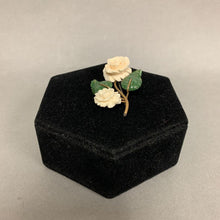 Load image into Gallery viewer, Vintage Krementz Goldtone Faux Jade Carved Rose Brooch Pin (2&quot;)
