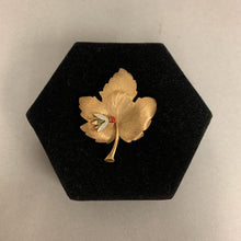 Load image into Gallery viewer, Vintage Krementz Goldtone Enamel Bug on a Leaf Brooch Pin (2&quot;)
