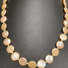 Load image into Gallery viewer, Peach Freshwater Baroque Coin Pearl Necklace w/ Button Closure (18&quot;)
