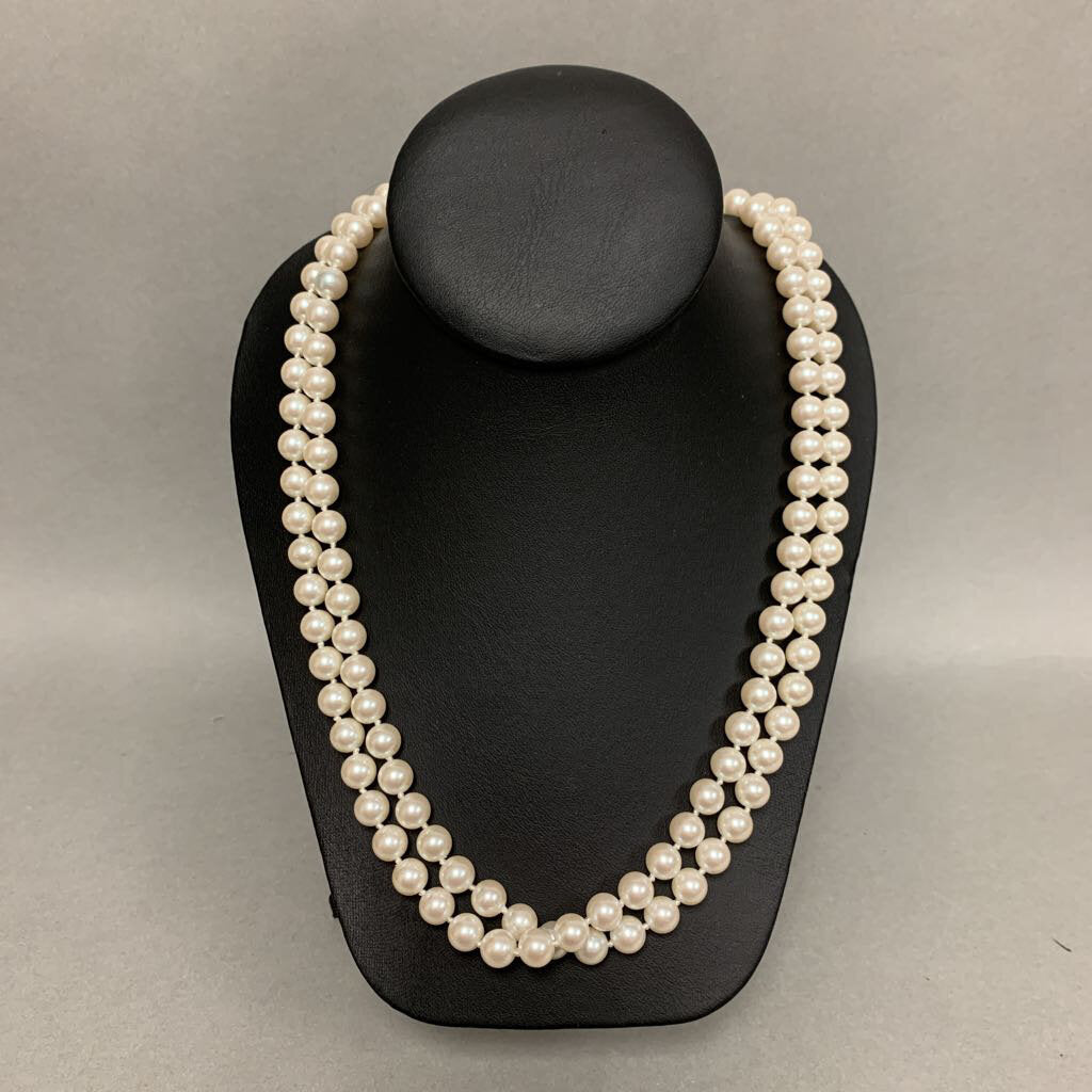 Vintage Carolee Long Faux Pearl Necklace Signed (48