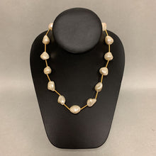 Load image into Gallery viewer, Judith Woracek Mullen Goldtone Baroque Pearl Station Necklace Signed (16&quot;)
