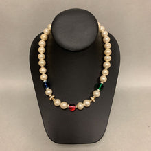 Load image into Gallery viewer, Vintage Pyrm Echt Faux Pearl Rhinestone Glass Bead Accent Necklace (18&quot;)
