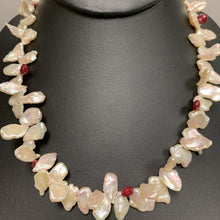 Load image into Gallery viewer, Freshwater Petal Pearl Ruby Accent Necklace (17&quot;)
