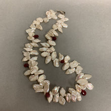 Load image into Gallery viewer, Freshwater Petal Pearl Ruby Accent Necklace (17&quot;)
