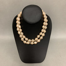 Load image into Gallery viewer, Vintage Double Strand Baroque Pearl Rhinestone Clasp Necklace (15&quot;)
