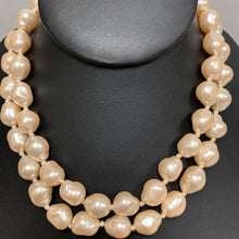 Load image into Gallery viewer, Vintage Double Strand Baroque Pearl Rhinestone Clasp Necklace (15&quot;)
