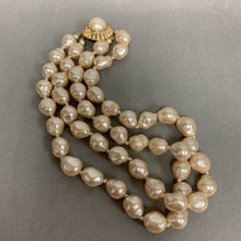 Load image into Gallery viewer, Vintage Double Strand Baroque Pearl Rhinestone Clasp Necklace (15&quot;)
