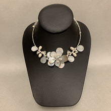 Load image into Gallery viewer, Gray Mother of Pearl &amp; Freshwater Pearl Floral Choker Necklace (19&quot;)
