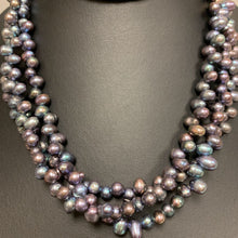 Load image into Gallery viewer, Gray Freshwater Pearl Triple Strand Necklace (19&quot;)
