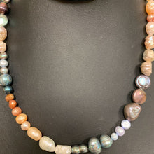 Load image into Gallery viewer, White Peach Gray Gradient Freshwater Pearl Necklace (19&quot;)
