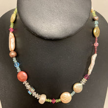 Load image into Gallery viewer, Multicolor Swarovski Crystal Bead Freshwater Pearl Necklace (17&quot;)
