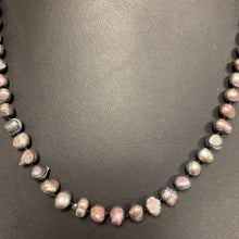 Load image into Gallery viewer, Gray Freshwater Pearl Necklace w/ Gold Filled Clasp (19&quot;)
