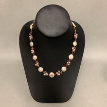 Load image into Gallery viewer, Freshwater Pearl &amp; Rose Swarovski Crystal Bead Threaded Necklace (19&quot;)
