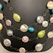 Load image into Gallery viewer, Sterling Multicolor Freshwater Pearl Layered Station Necklace (22&quot;)
