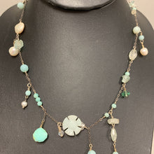 Load image into Gallery viewer, Antiqued Silver Aventurine Freshwater Pearl Necklace (17&quot;)
