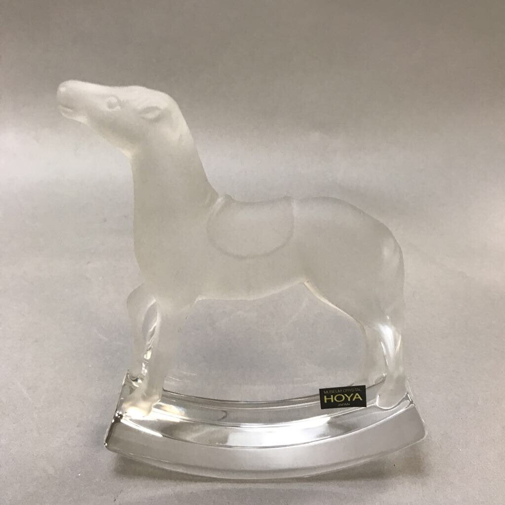 Vintage Hoya Crystal Glass Rocking Horse Figurine (5x4)